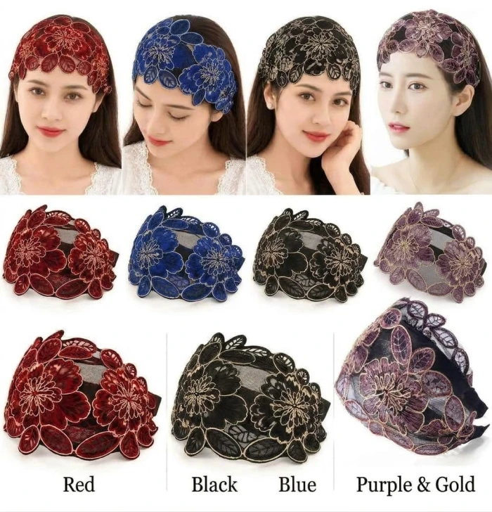 Embroidered Lace Hijab Band 1 pcs